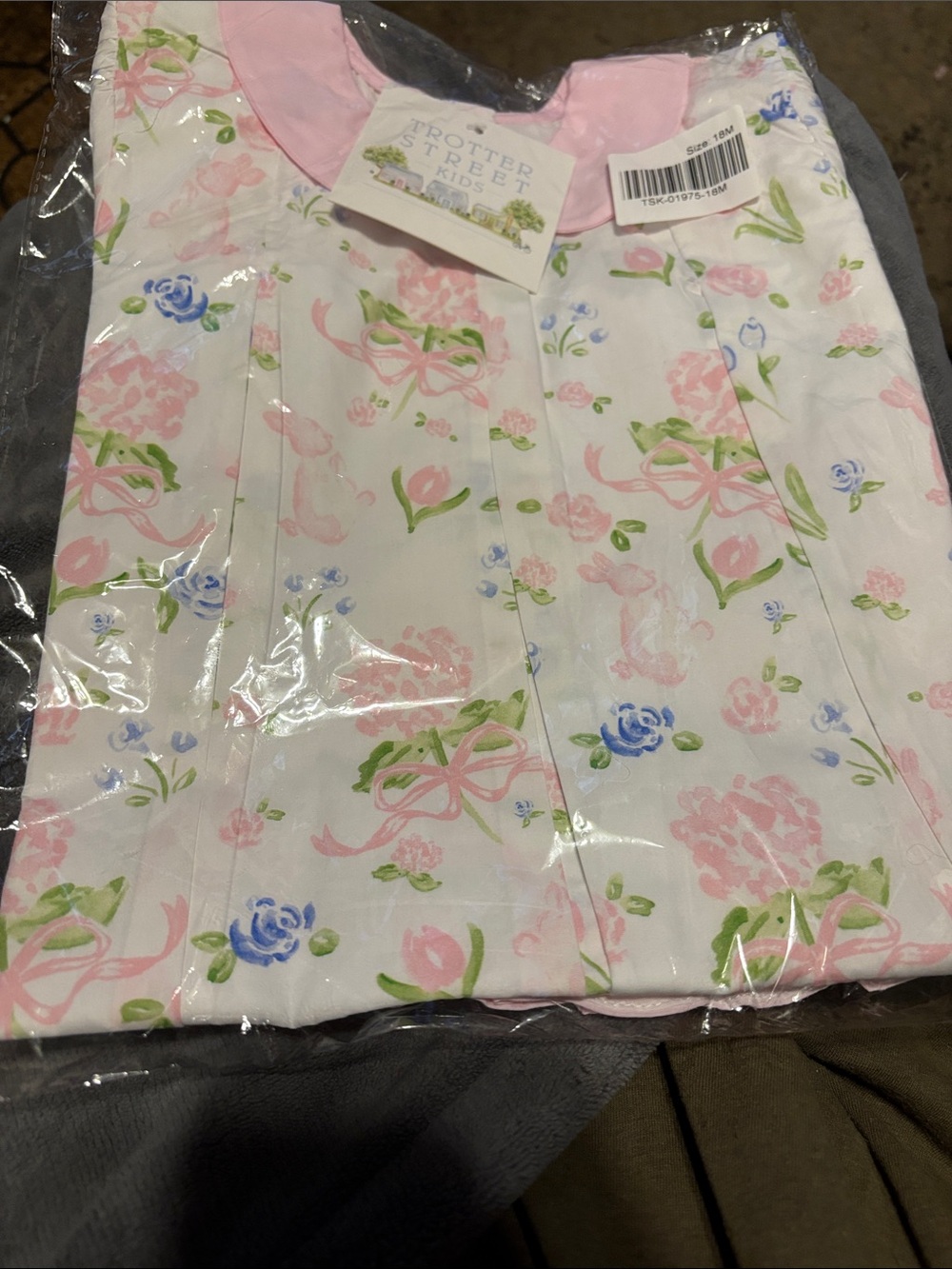 Trotter Street Kids White Floral Matching Set with Pink Collar